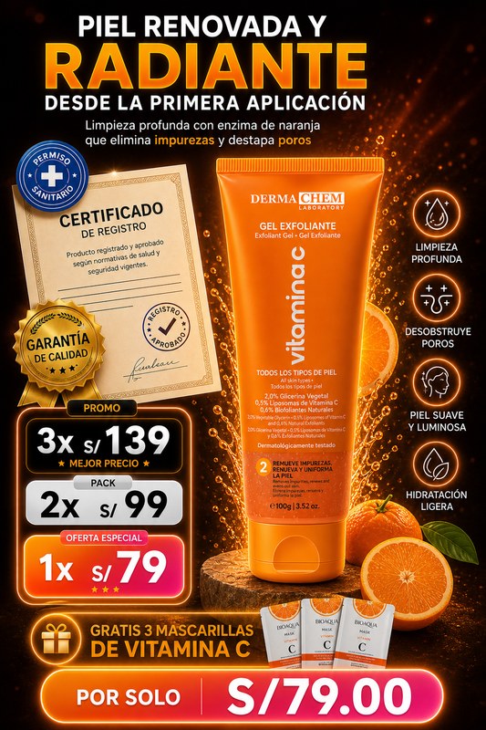 Gel Exfoliante Facial con Naranja para Piel Clara y Radiante